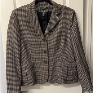 Ralph Lauren Black and White Houndstooth Blazer